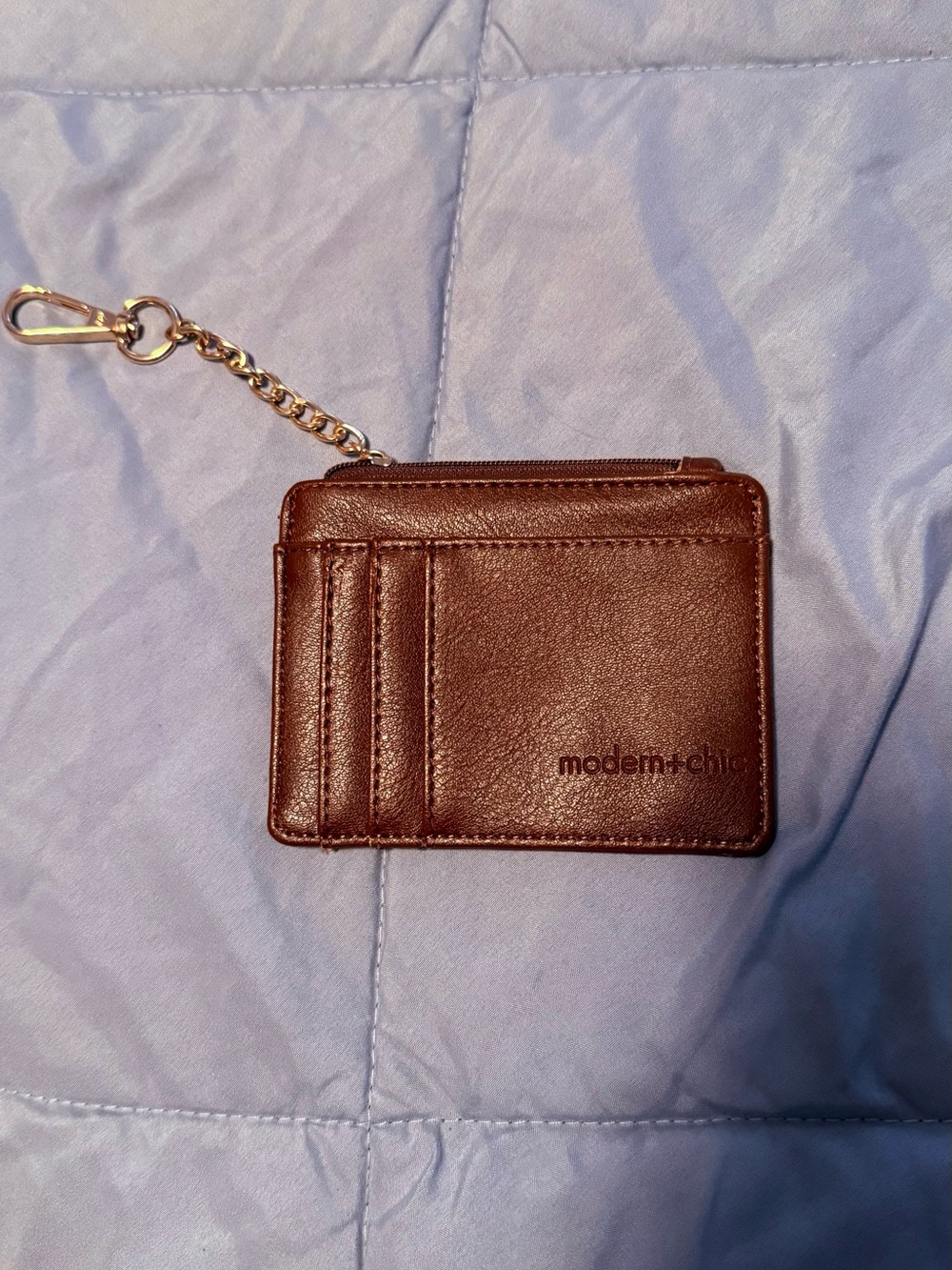 Modern+Chic Brown Card Case with Chain